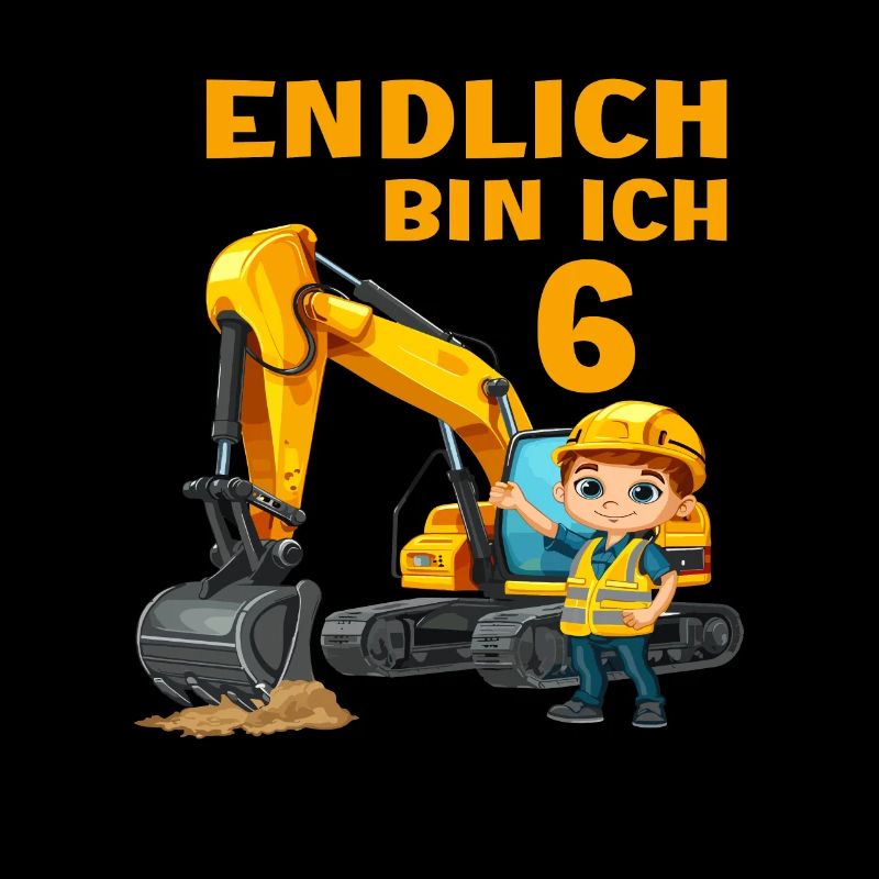 Baggerfahrer 6 Geburtstag Baggern 6 Jahre Bagger
