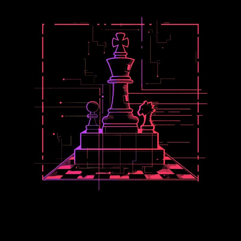Chess Pieces Sketch Retrowave