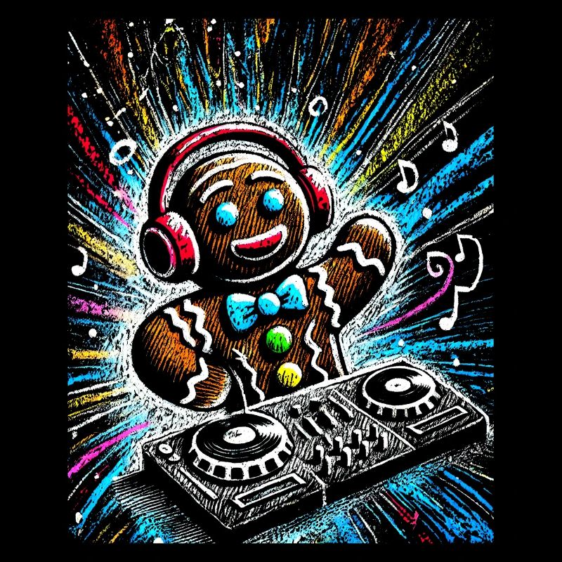 Funkster Lebkuchen DJ Illustration