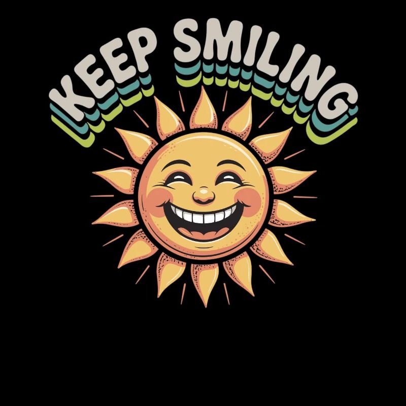 Smiling sun graphic with message