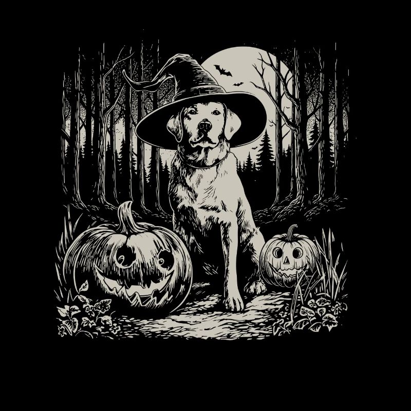 Laboratoire effrayant avec un chapeau de sorcière dans la forêt d'Halloween