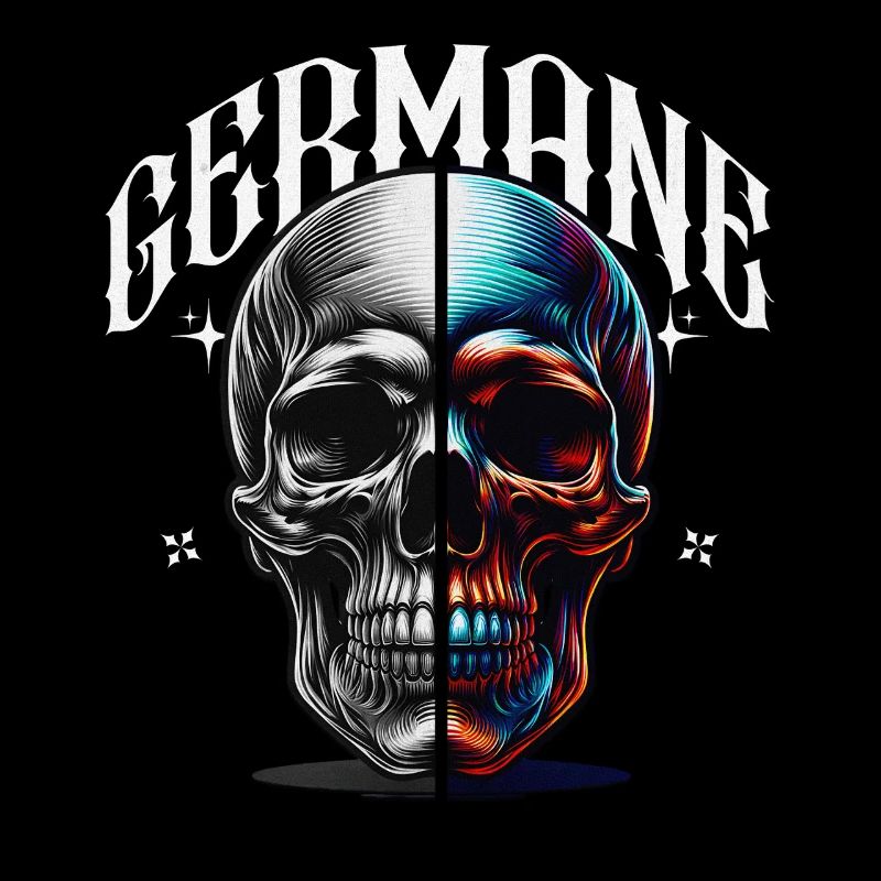 Split Skull Neon Contrast Germanic