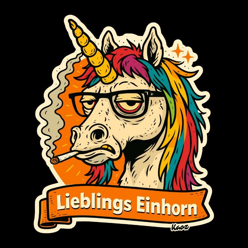 Lieblings Einhorn mit Brille und Regenbogen Mähne