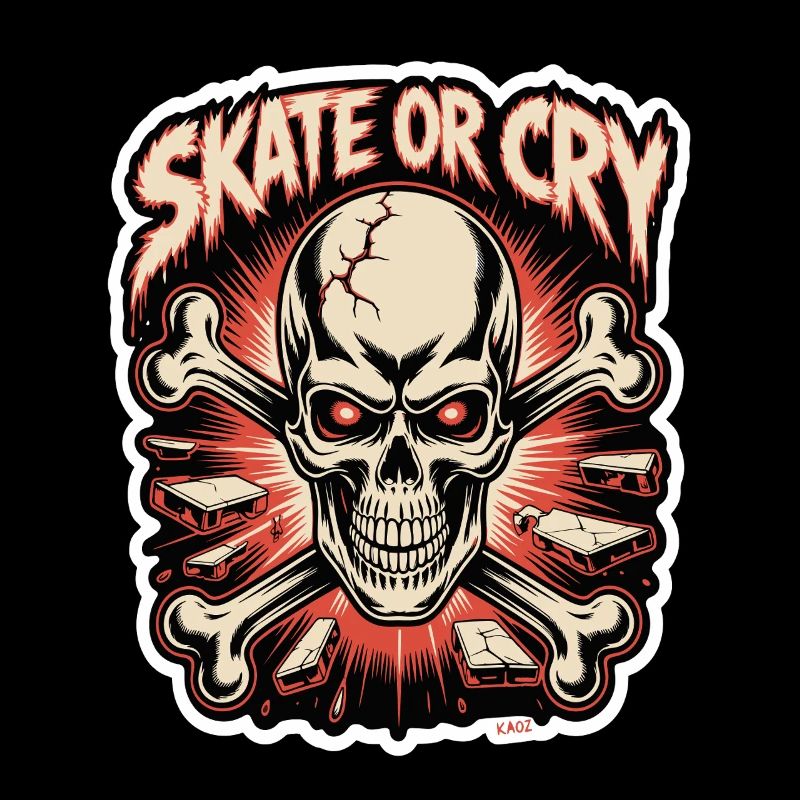 Skate- oder Cry-Skull-Tee-Design