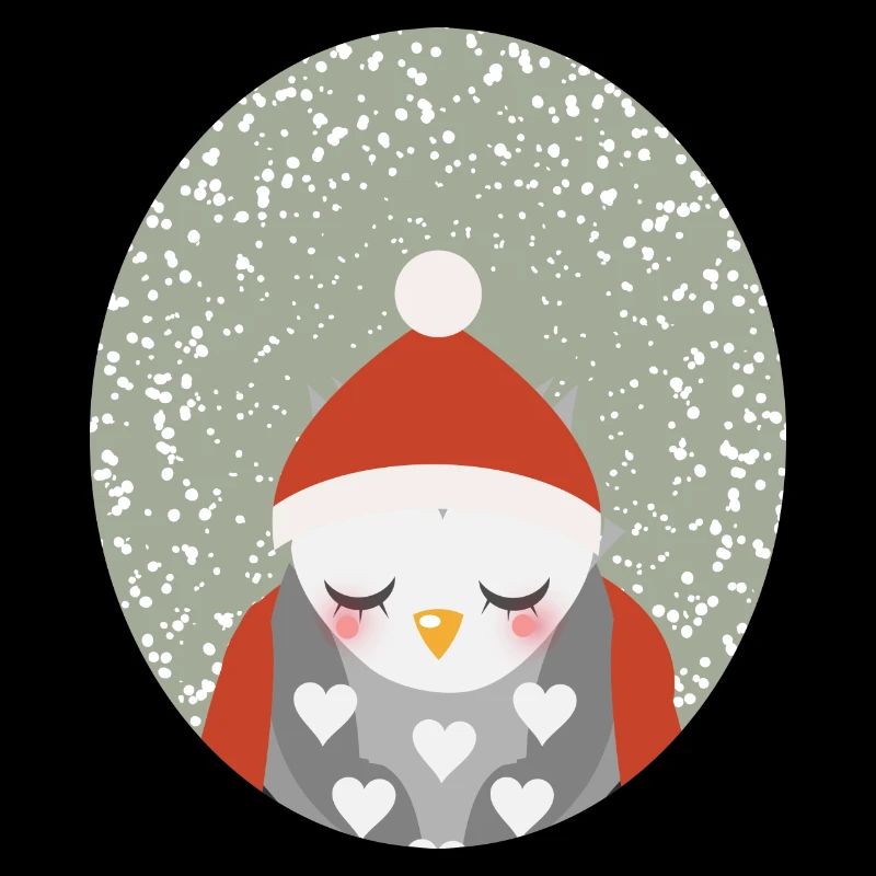 verträumte Eule mit Santa Claus Weihnachtsmütze