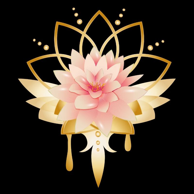 Fleur de lotus avec symbole de fleur d’or
