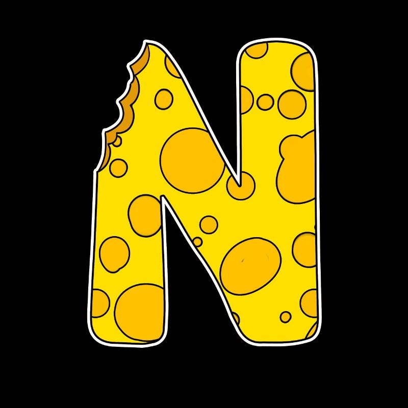 Letter N - Initial Letter N - Cheese Motif