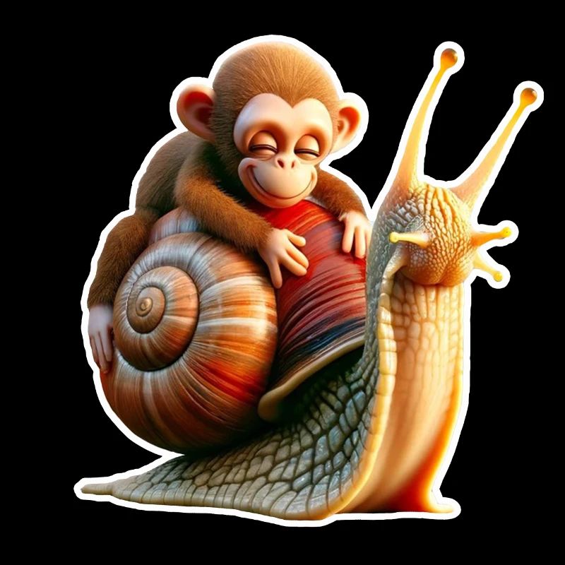 Singe sur l’escargot : amitié joueuse