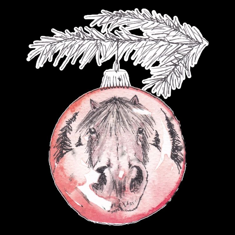 Weihnachtskugel Merry Christmas rot Pferd
