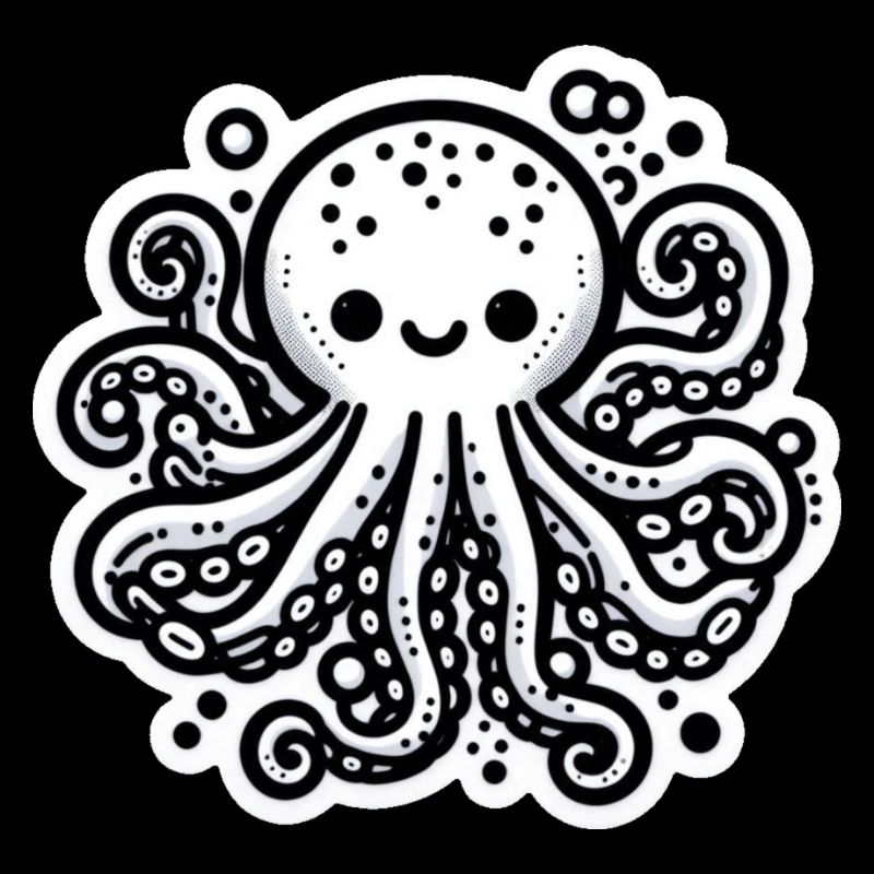 Octopus Octopus Blanc Autocollant