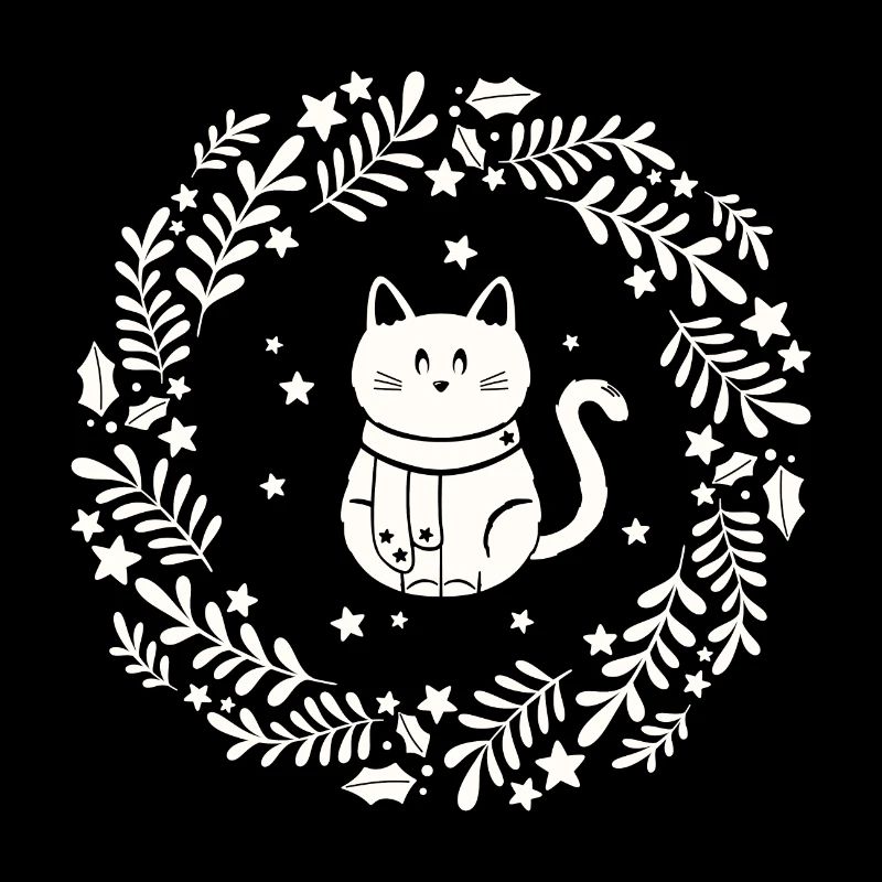 Couronne de Noël avec chat mignon