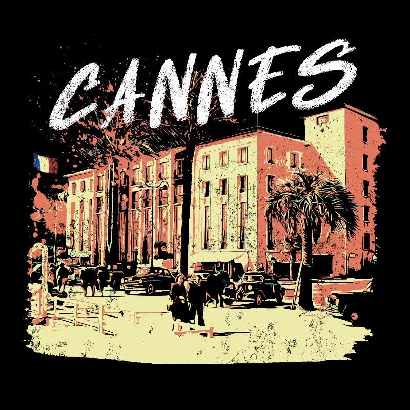 former Palais des Festivals de Cannes with palm tree