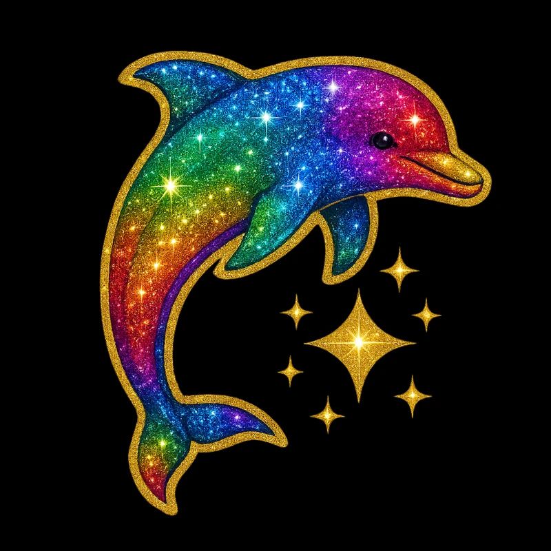 Rainbow Glitter Dolphin