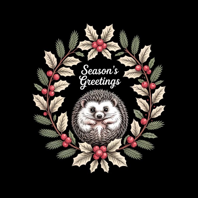 Saisons Vœux Hérisson Couronne de Noël Hiver