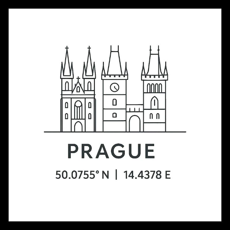 Prag Linienkunst Silhouette Wahrzeichen
