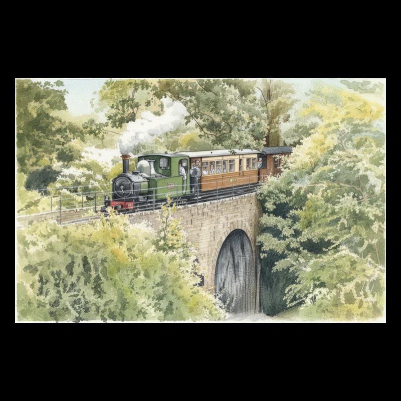 Viaduc du train à vapeur à l’aquarelle
