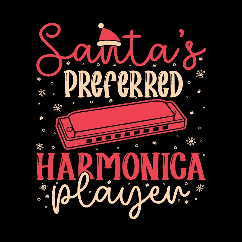 Funny Harmonica Player Santa ́s Preferred Harmonica