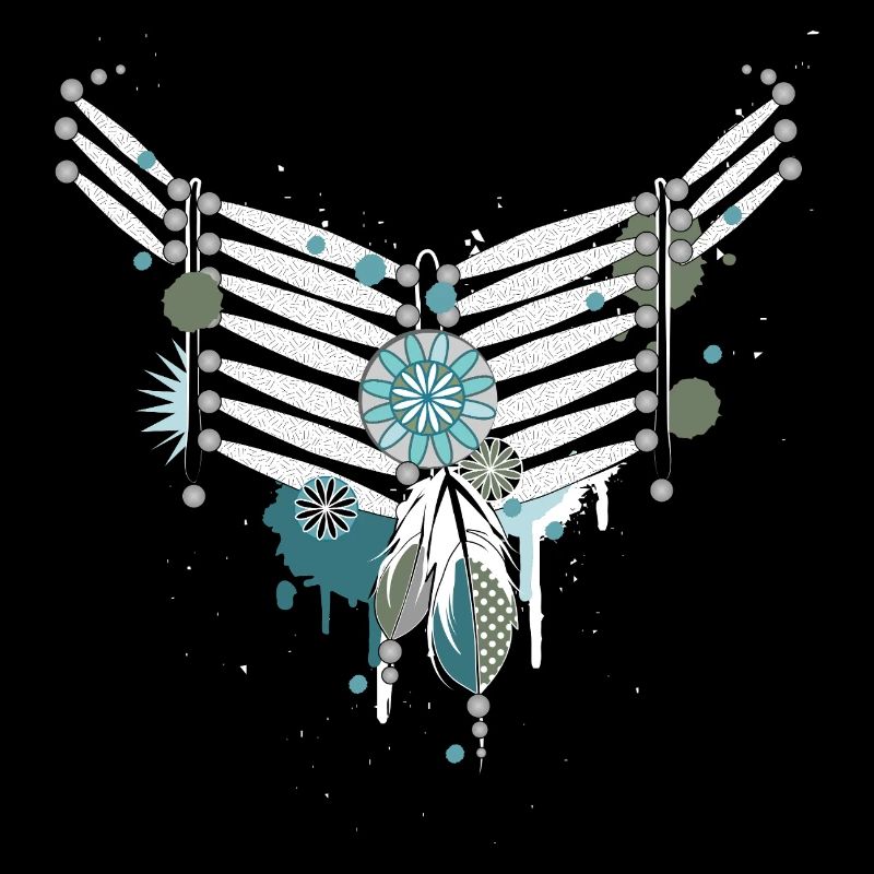 Boho Feather Necklace in Turquoise and White