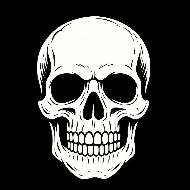 Minimalist Black Linear Skull