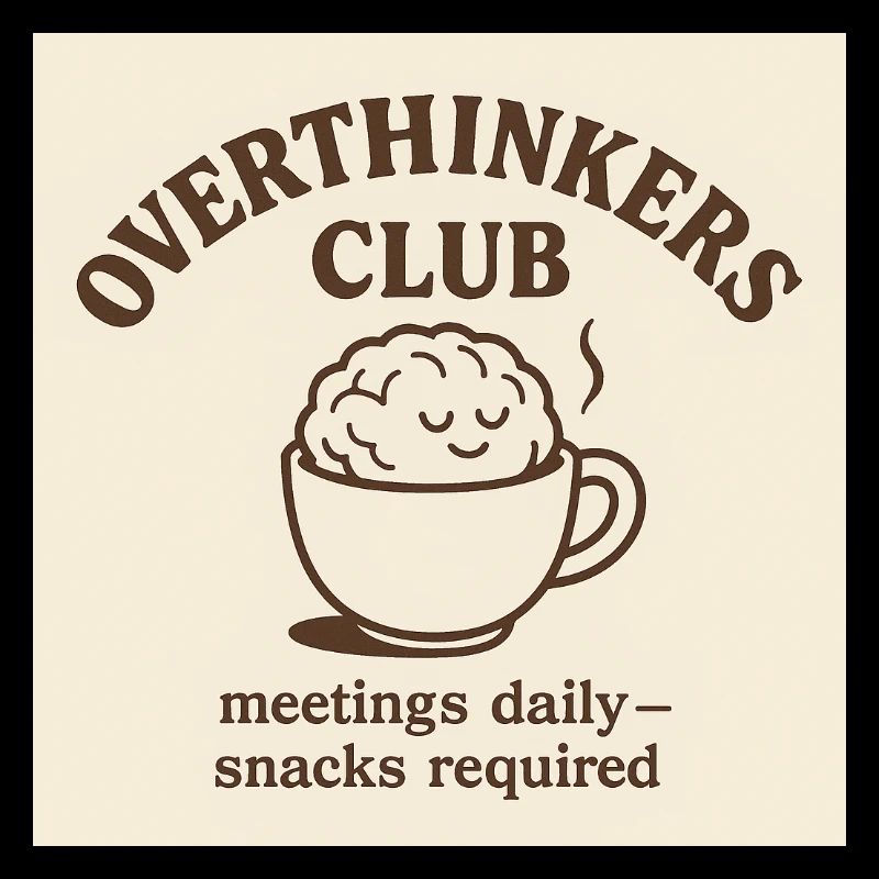 Funny Overthinkers Coffee Brain – Retro Line Art