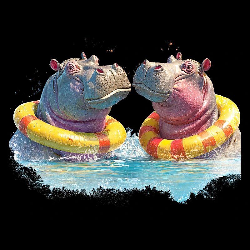 Double Hippo Bathing Fun