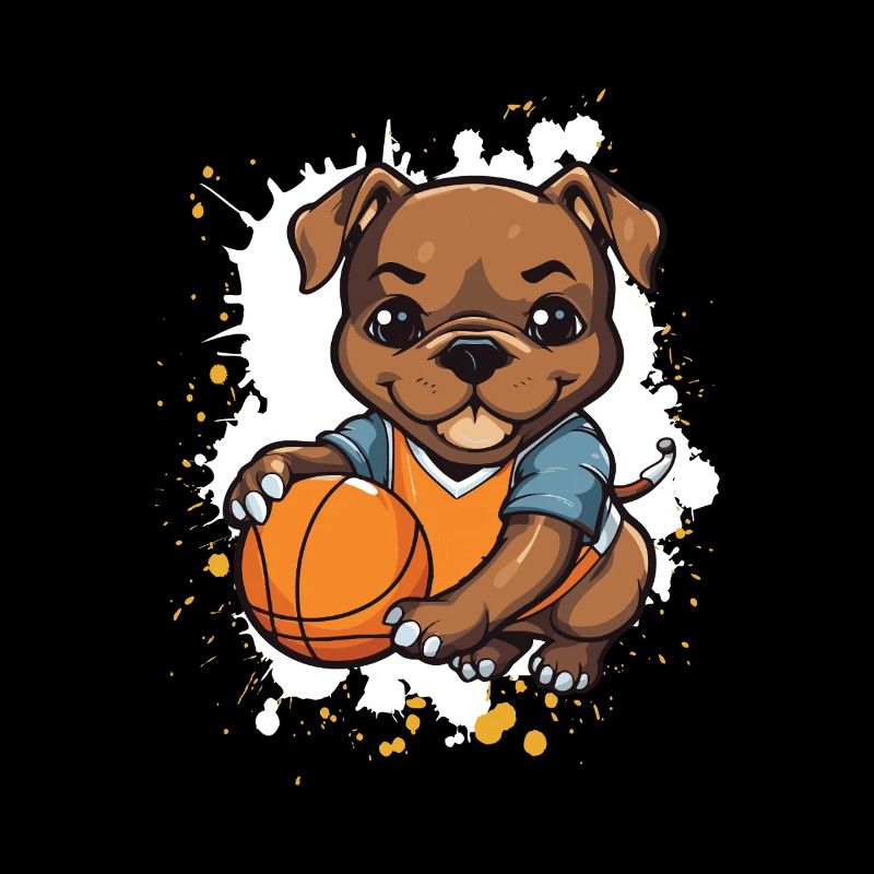Chien de basket dans un style de bande dessinée