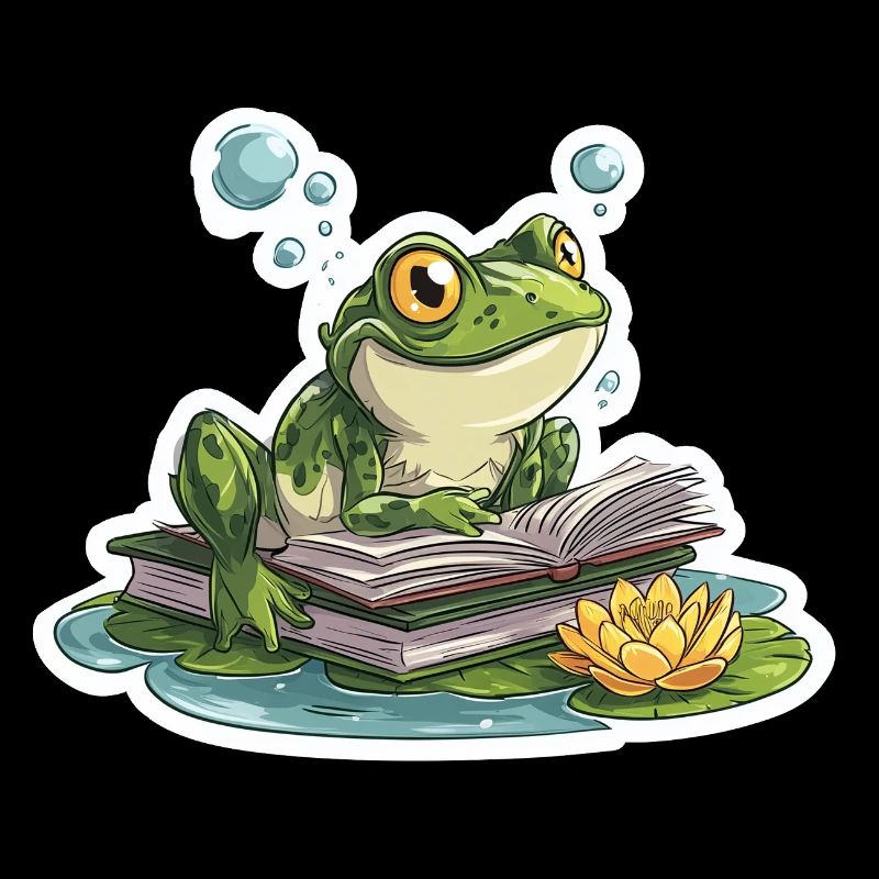 Frosch-Lese-Teich-Bibliothekar-Humor-Lesung
