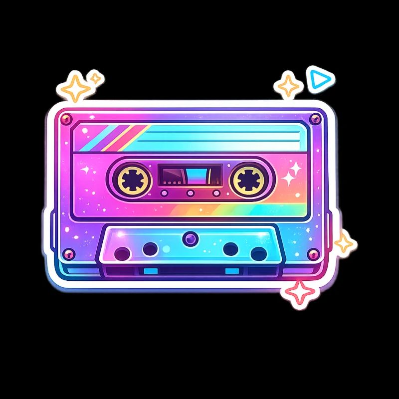 Neon Rainbow Cassette Sticker
