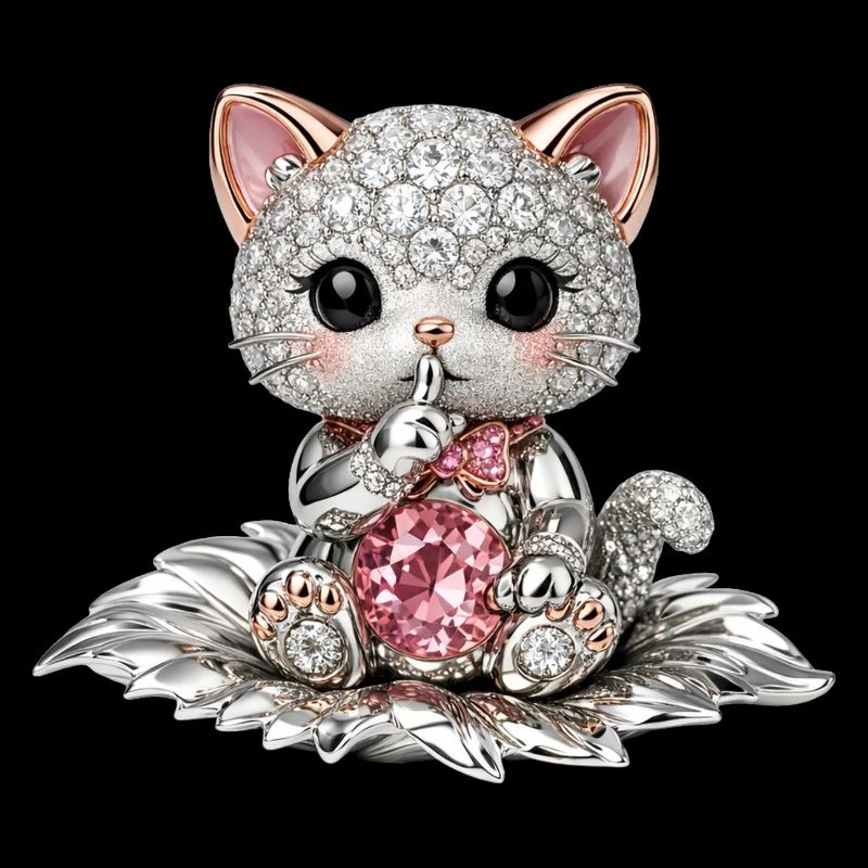 Chat Diamant avec Gemme Rose