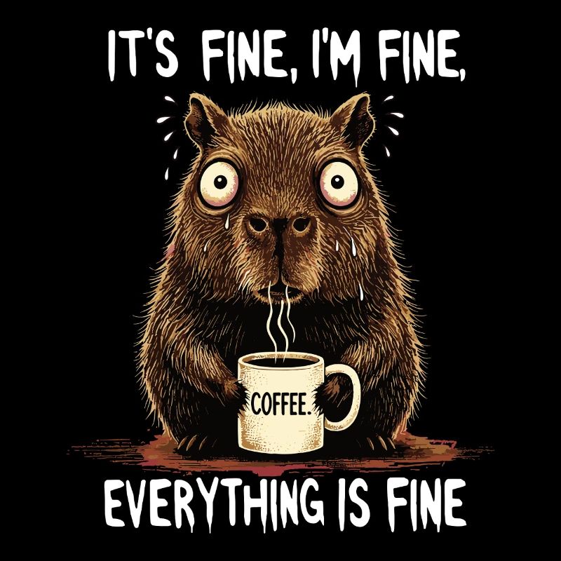 Its Fine Im Fine Kaffee Capybara Humor