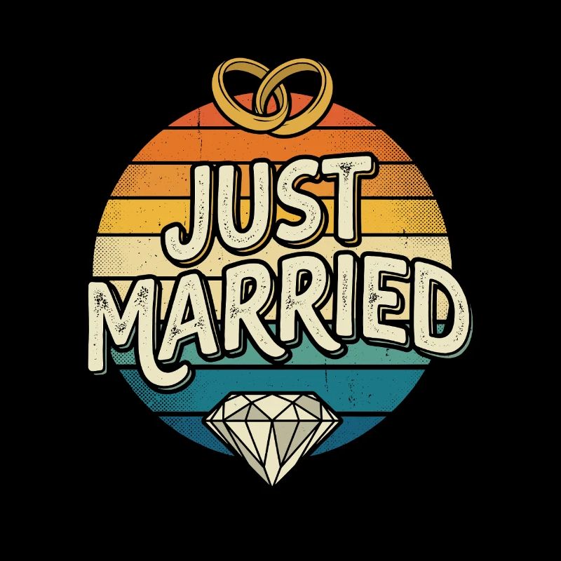 Just Married Retro Regenbogen