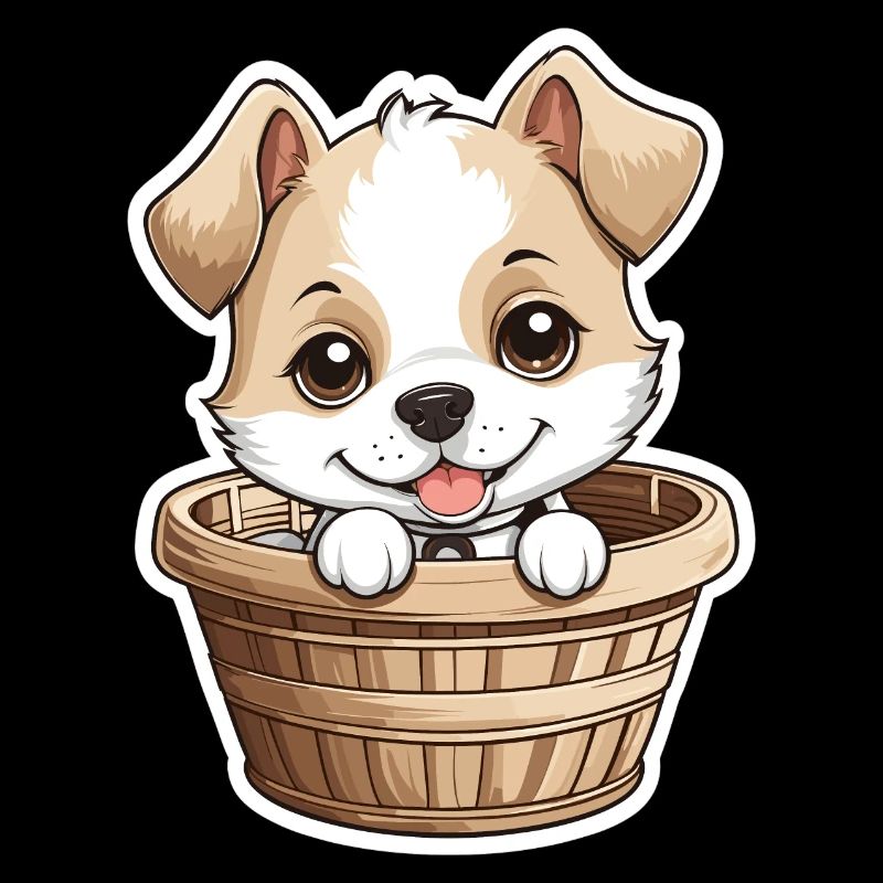 Chien mignon dans un panier pour chien