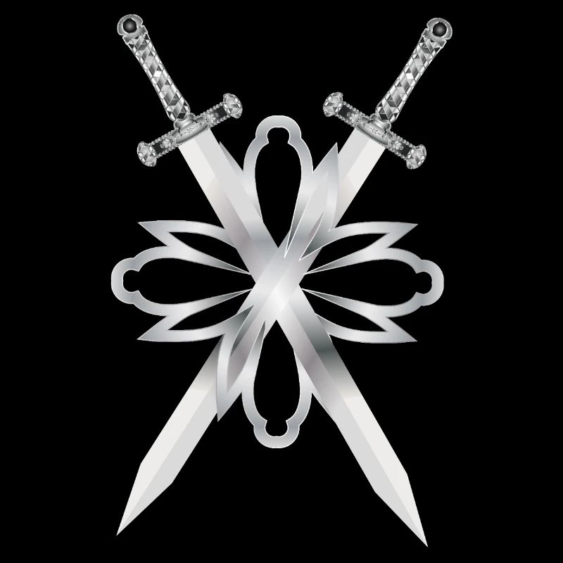Two swords in silver ornament