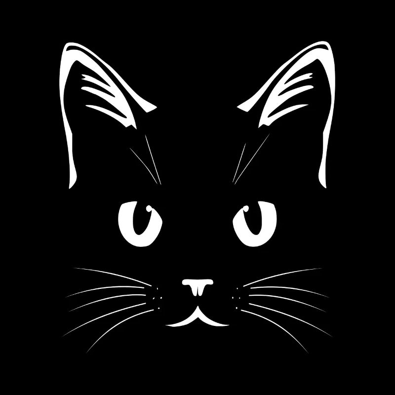 White Cat Face – Line Art Design