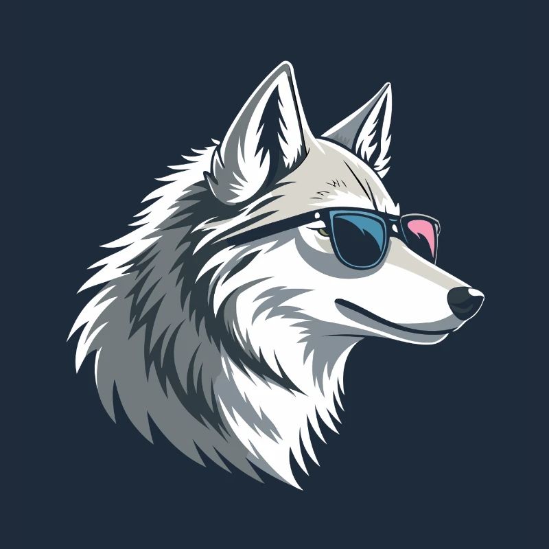 Wolf mit Brille im eisigen Stil