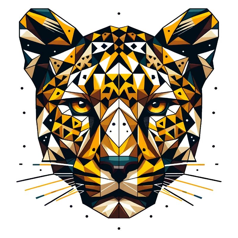 Geometric Leopard Head Polygons Motif