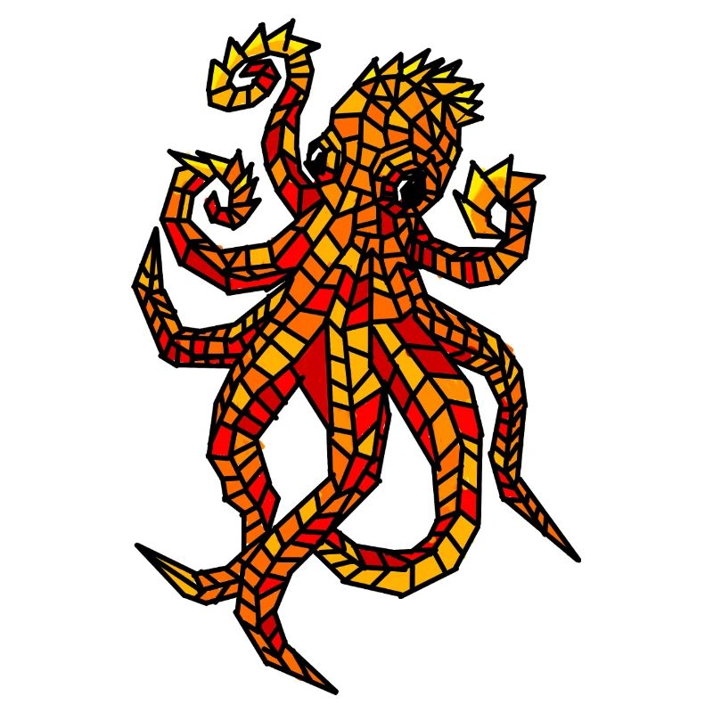 Fiery Mosaic Octopus Design