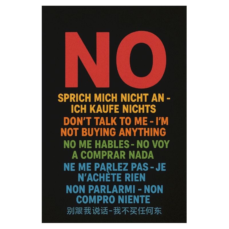 Pas de mot, pas d’achat – Protestation multilingue