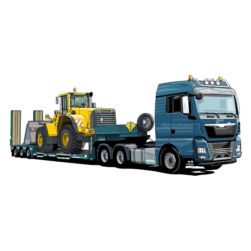 Low-loader with excavator