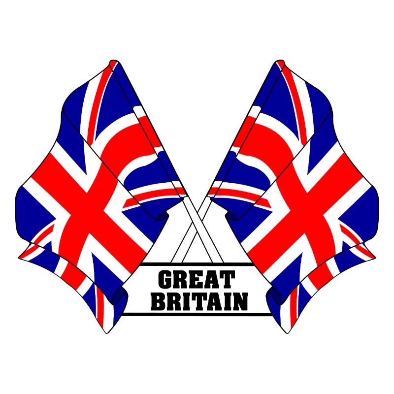 Crossed British flags with text