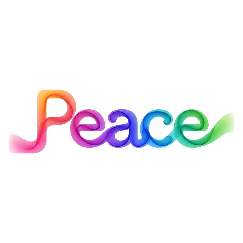 Farbige Peace-Schrift im Pfeildesign