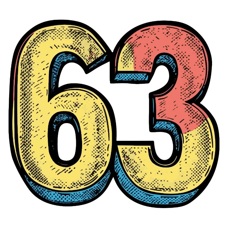 63 Number Colorful