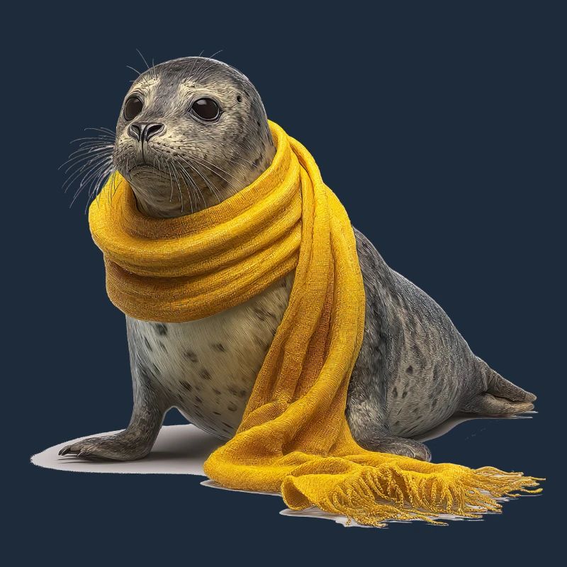 Phoque mignon avec écharpe jaune
