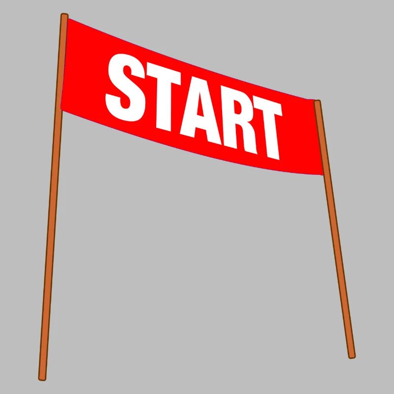 Red banner with START – Ready for the start!