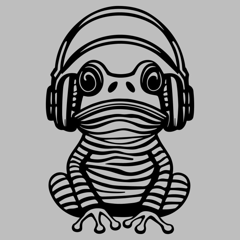 Frosch mit Kopfhörern