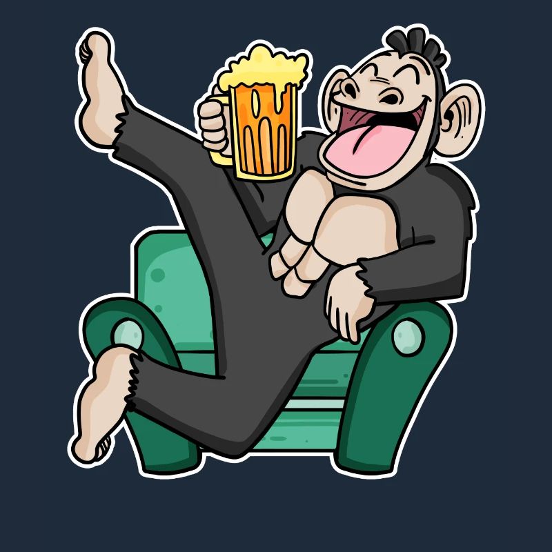 Funny monkey drinks beer