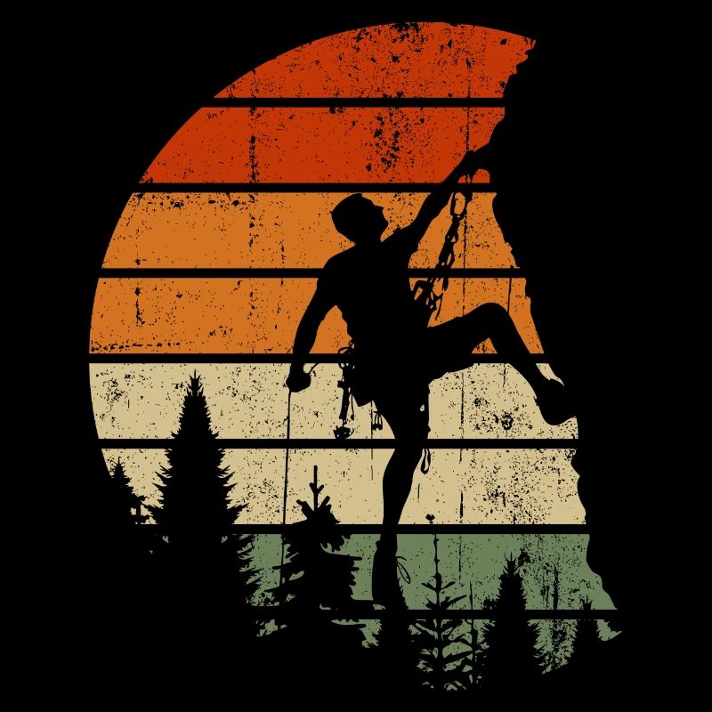 Grimpeur du sommet au coucher du soleil