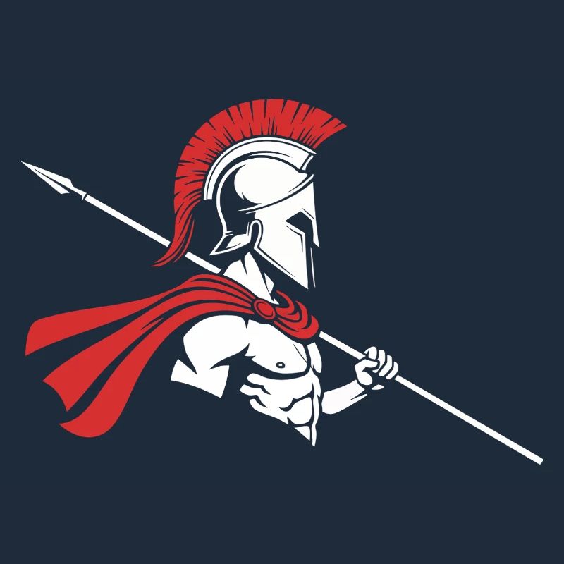Spartiate de Profil Lance Logo Mascotte Warrior