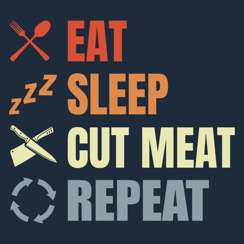 Manger Dormir Viande coupée Répéter