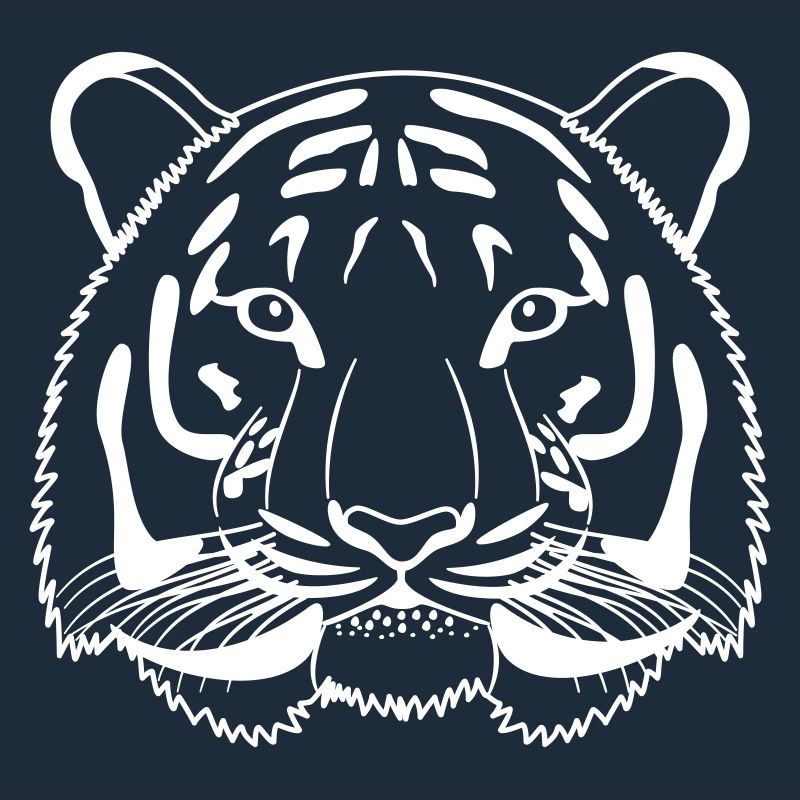 Tiger head - outline bright